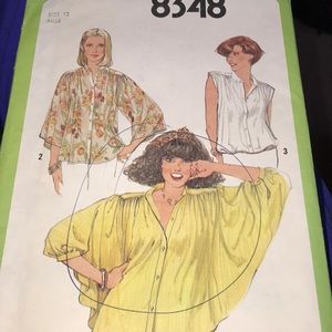 Simplicity Pattern 8348 Size 12 Blouses 1977